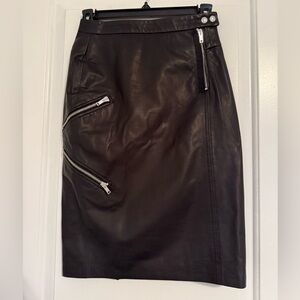 Band Of Outsiders Black Leather Pencil Skirt